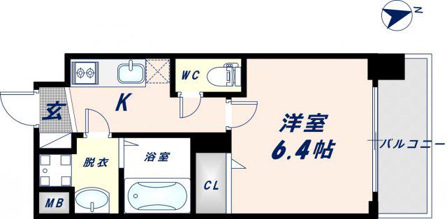 ジアコスモ大阪イーストゲート(1K/3階)の間取り写真