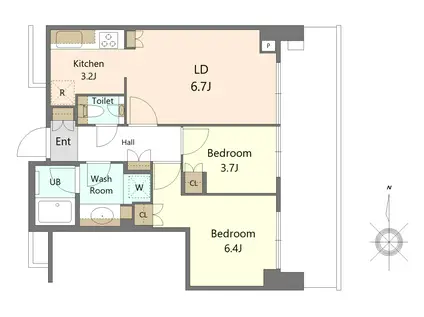 大崎ステーションレジデンス(2LDK/15階)の間取り写真