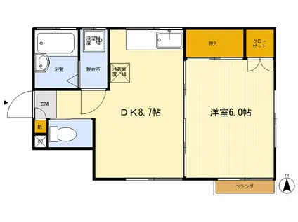 横山荘(1DK/2階)の間取り写真