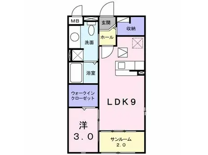 サンシャイン フジ(1LDK/1階)の間取り写真