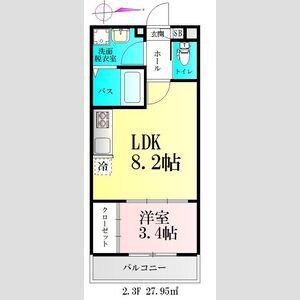 春ひなたのルミーナ(1LDK/3階)の間取り写真