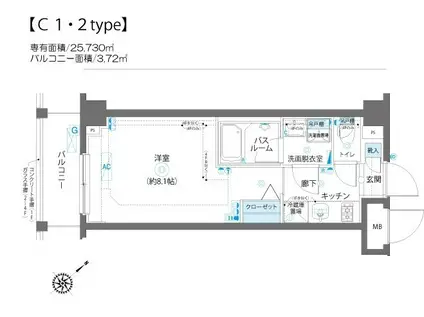 AELL蒲田南(1K/3階)の間取り写真