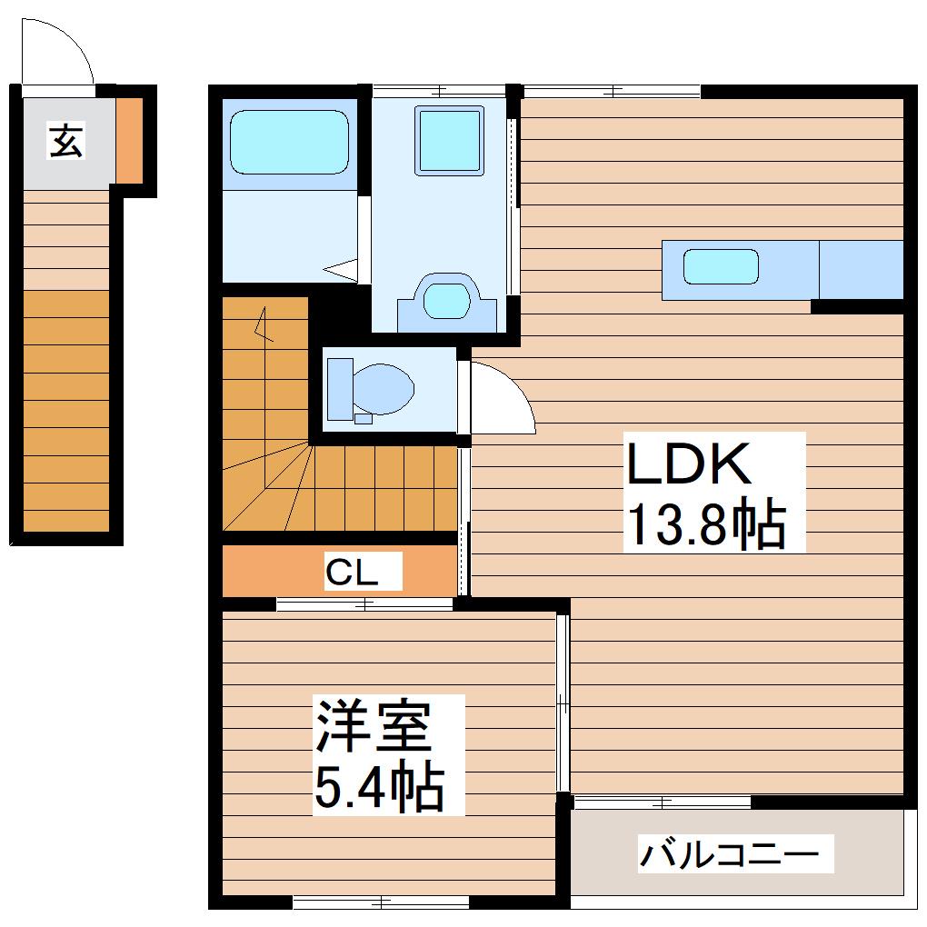 モンテ・ヴェールM(1LDK/2階)の間取り写真