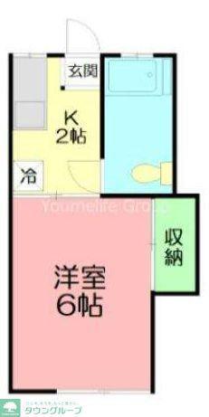 小田急小田原線 東海大学前駅 徒歩14分 2階建 築49年(1K/1階)の間取り写真