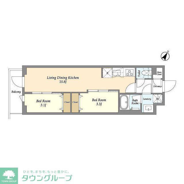 ドゥーエ曳舟II(2LDK/2階)の間取り写真