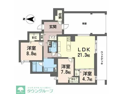 白壁 THE GARDEN(3LDK/1階)の間取り写真