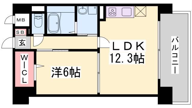 L・ISOBE三宮(1LDK/7階)の間取り写真