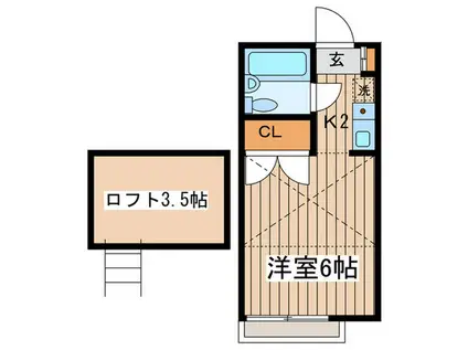 コーポルピナス(1K/2階)の間取り写真