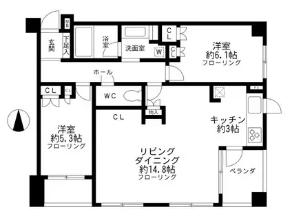 東急ドエルアルス押上(2LDK/5階)の間取り写真