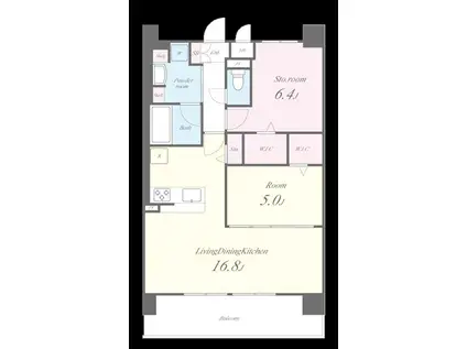 フェンテイーストII(1SLDK/1階)の間取り写真