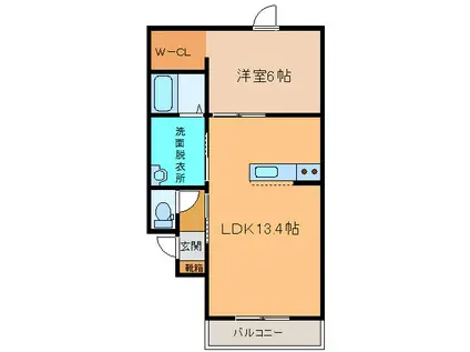BAOBABとてっぽ通(1LDK/1階)の間取り写真