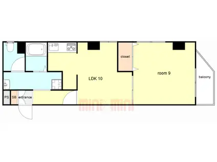 サンコート東難波(1LDK/4階)の間取り写真
