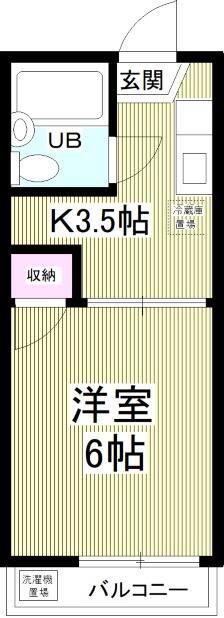 ワールドハイツ昭島(1K/1階)の間取り写真