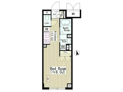CENTENARIO市谷二十騎町 センテナリオ市谷二十騎町(1K/2階)の間取り写真