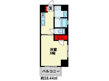 スタディ飛幡(1K/8階)の間取り写真