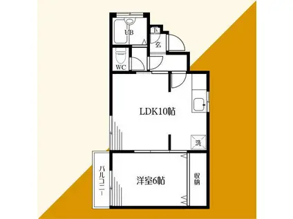 マイキャッスル鶴見第2(1LDK/1階)の間取り写真