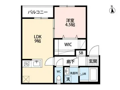 LALUCE黒住(1LDK/1階)の間取り写真