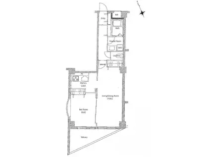 ソサエティオーパスII(1LDK/3階)の間取り写真