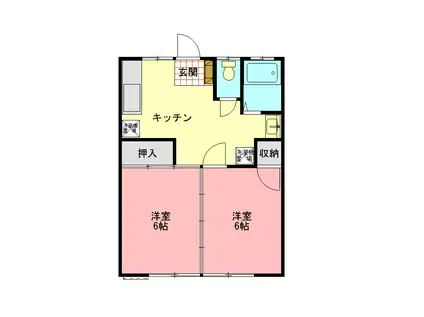 コーポ友部(2DK/1階)の間取り写真