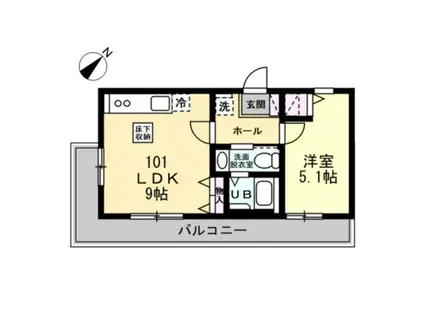 バロンドール中山(1LDK/1階)の間取り写真