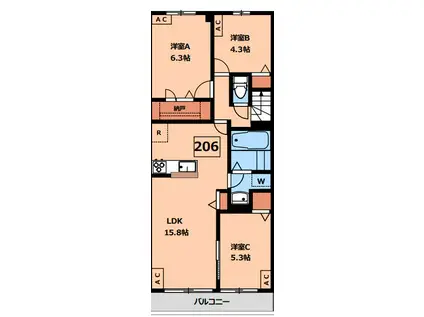 CLASIA JINDAIJI-クラシアジンダイジ-(3LDK/2階)の間取り写真