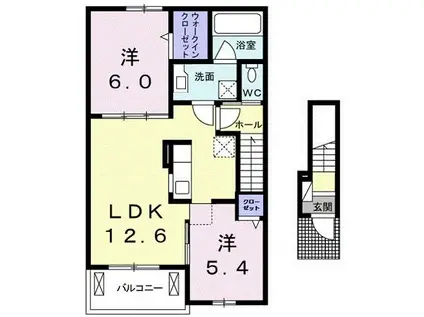 JR宇野線 久々原駅 徒歩11分 2階建 築7年(2LDK/2階)の間取り写真