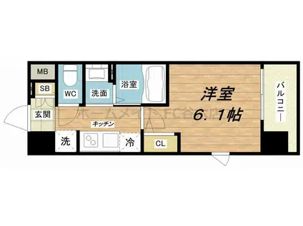 エステムコート難波ウエスト-SIDEVIグラッド(1K/8階)の間取り写真