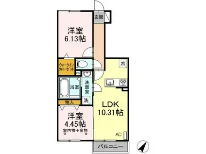 ラ・フォーレ103(2LDK/1階)の間取り写真