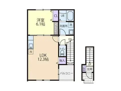 7/1大田原市野崎1LDK(1LDK/2階)の間取り写真