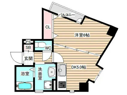 サンハイツ西九条(1DK/7階)の間取り写真