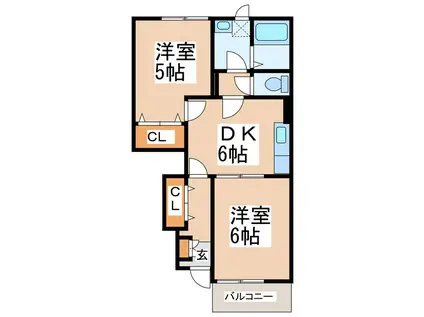 ラ・プラージュモア(2DK/1階)の間取り写真