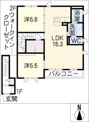 ビオスクウェアII(2LDK/2階)の間取り写真