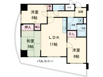 ベルフォーレ(3LDK/5階)の間取り写真