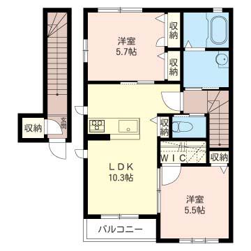 パインヒルA(2LDK/2階)の間取り写真