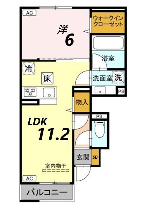 アンクレール(1LDK/1階)の間取り写真