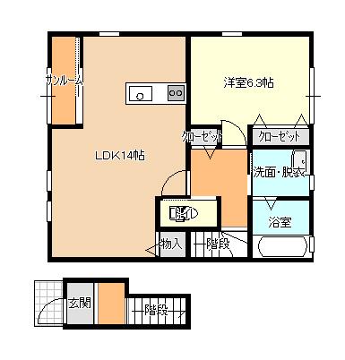 プティットイル紫竹(1LDK/2階)の間取り写真