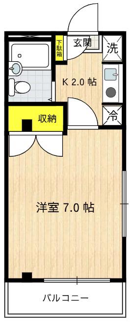 メゾンリヴレーヌ(1K/2階)の間取り写真