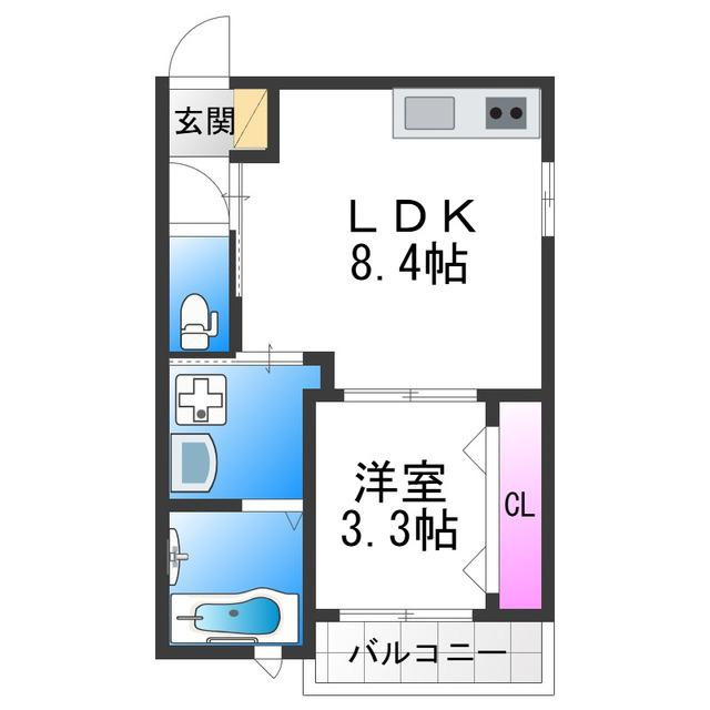 岩伸リバーコート住吉(1LDK/2階)の間取り写真
