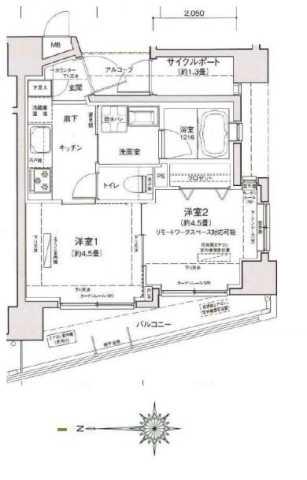 ティモーネ羽田エアポート(2K/7階)の間取り写真