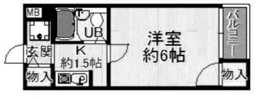 五色山ハイツ(1K/3階)の間取り写真