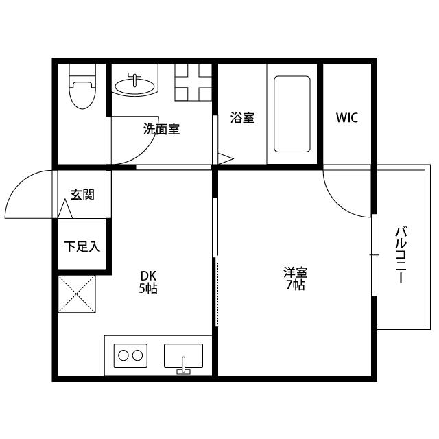 アムール LAFORET(1DK/2階)の間取り写真