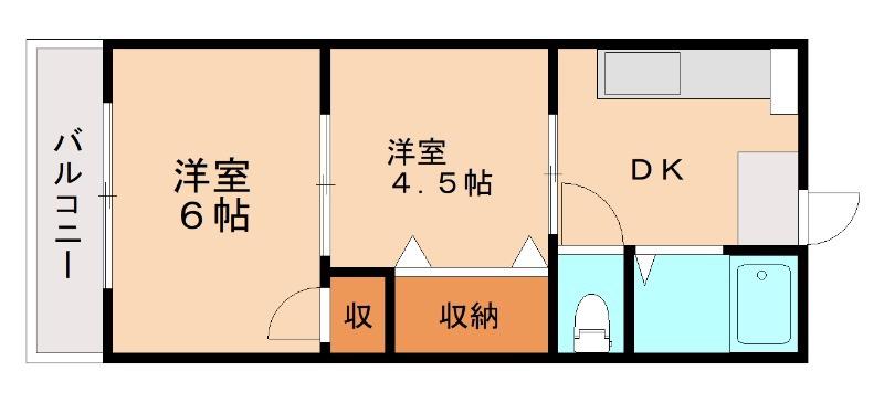 大浦コーポ(2K/2階)の間取り写真