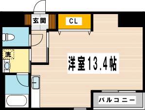ベルベデール大門(ワンルーム/1階)の間取り写真