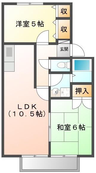セジュール・パル(2LDK/2階)の間取り写真