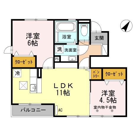 ヌサドゥア(2LDK/1階)の間取り写真