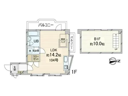 ヒルハウス披露山(1LDK/1階)の間取り写真