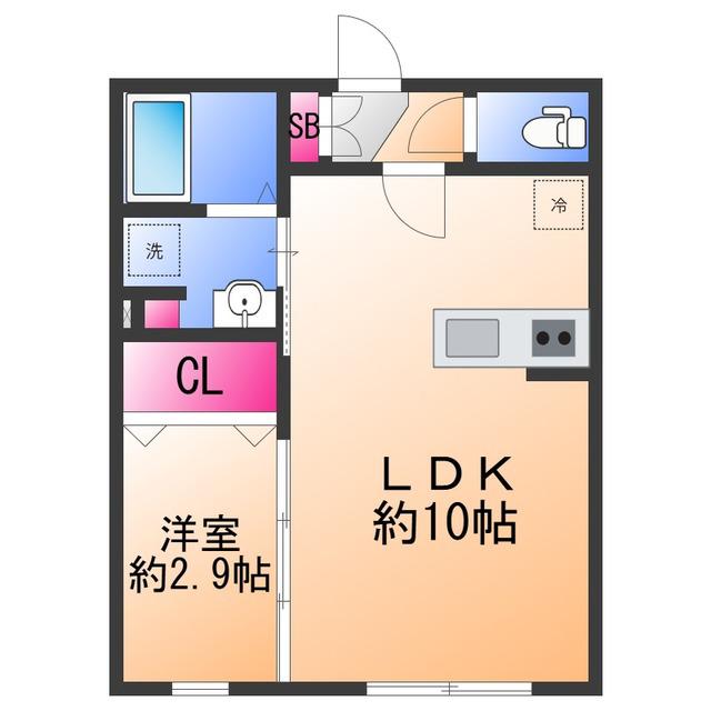 フェリーチェ泉大津(1LDK/1階)の間取り写真