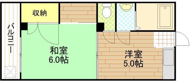 グリーンロード(1DK/3階)の間取り写真
