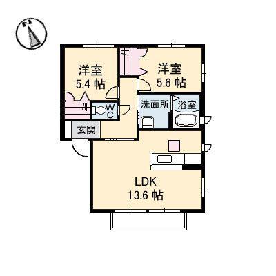 エステート本郷(2LDK/1階)の間取り写真