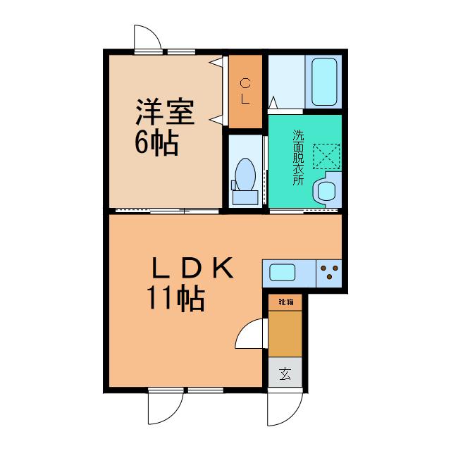 プードリエボアVII(1LDK/2階)の間取り写真